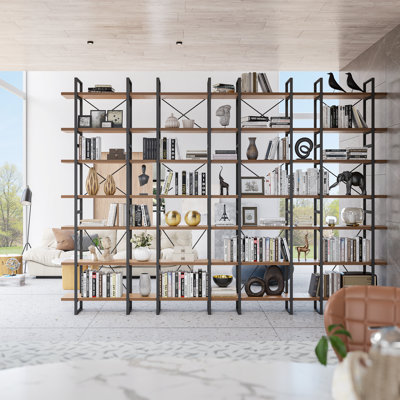 17 Stories 7-Tier Walnut Color Display Etagere Bookshelves by 17 Stories