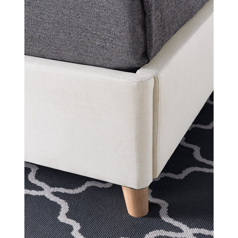 Lit plateforme tapissier Goolby, Crème