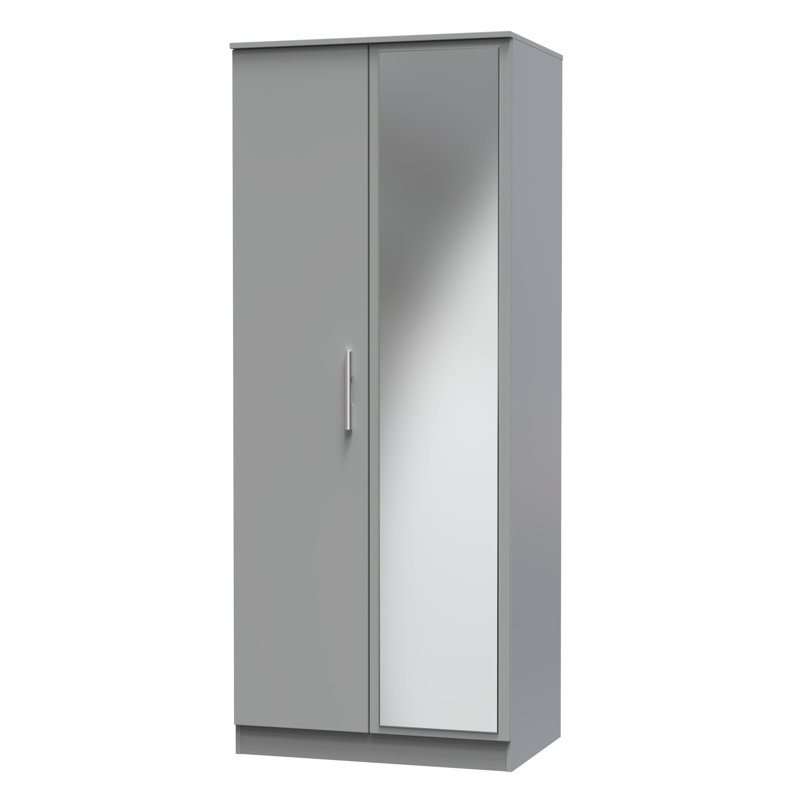 Contrast 2 Door Mirrored Robe in Dusk Grey (Ready Assembled)