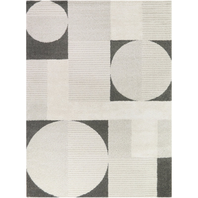 Hayley Grey Modern Geometric Area Rug, Rectangle 5'3" x 7'