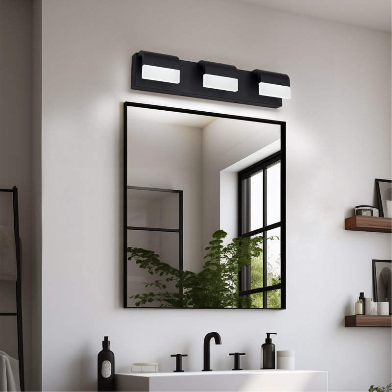 LED Contemporary Vanity Lights Fixture Bathroom Wall Light Over Mirror Matt Black 3 Lights Dimmable, Matte Black, 3 Lights