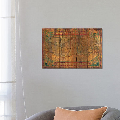 Distressed Old Map 1 Piece Wrapped Canvas Wall Art