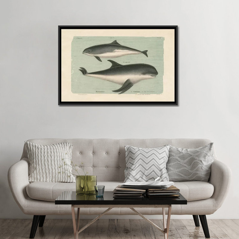 Art sur toile tendue, "baleineing sketch i", H 40 po x l 60 po x P 1,5 po, Toile avec cadre noir, Pas de tapis