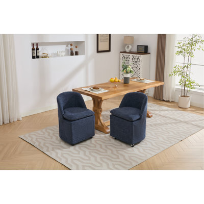 Ensemble de 2 chaises de salle à manger en chenille avec roues universelles