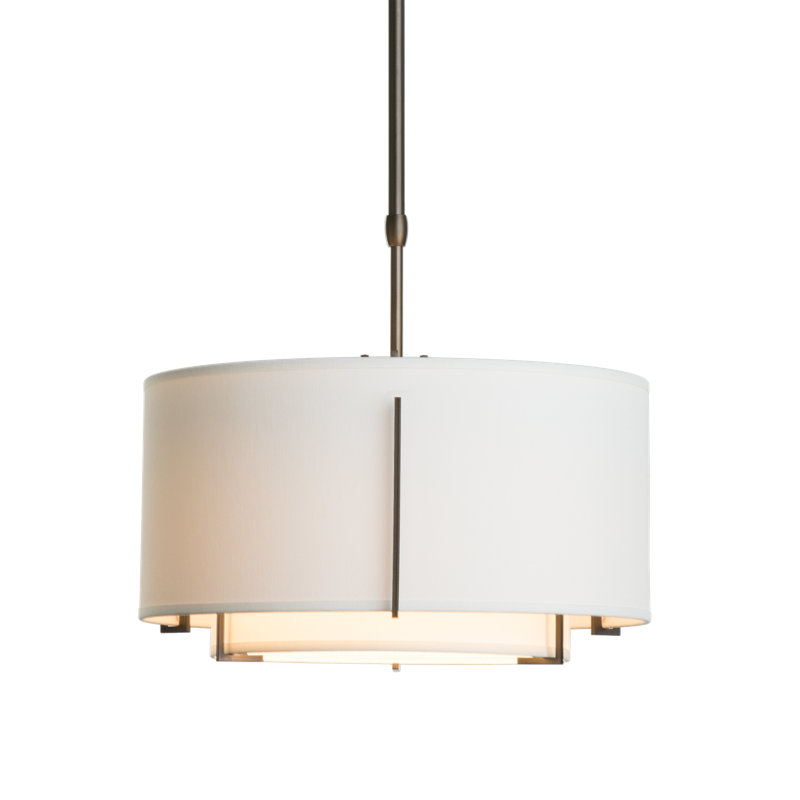 Exos 1 - Light Unique/Statement Drum Pendant, Natural Anna, Dark Smoke