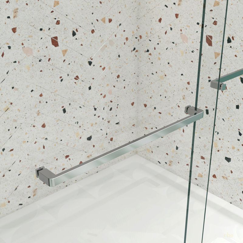Porte de douche à dérivation, porte coulissante, avec verre trempé 5/16 po 6074, Chrome poli