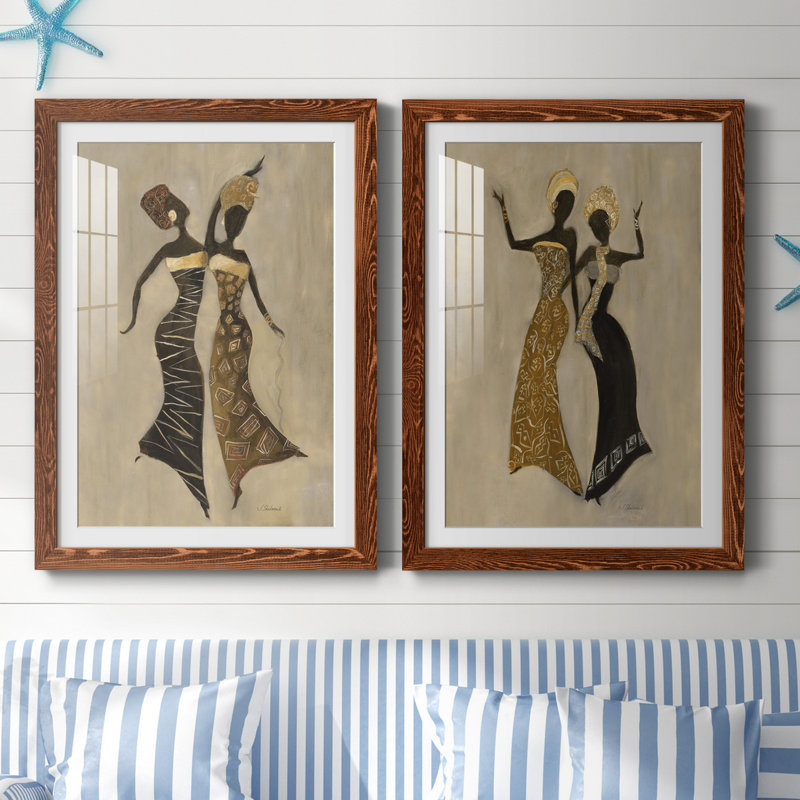 «Celebration I», ensemble de 2 reproductions d'art, H 44 po x l 31 po x P 1 po, Papier avec cadre érable, Blanc