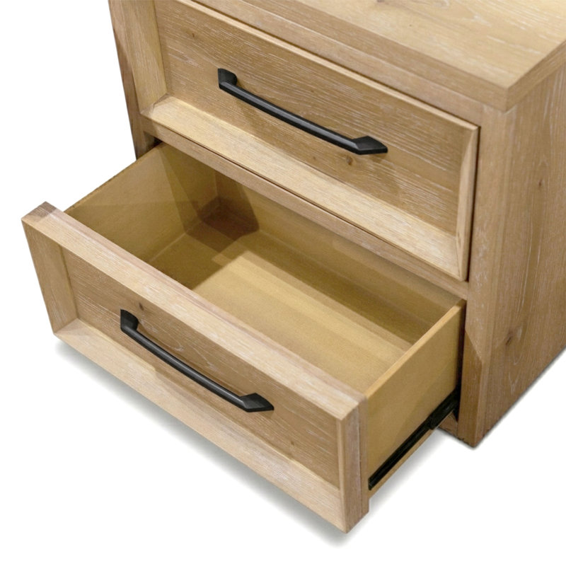 Ensemble de chambre à coucher en bois massif 2 pièces avec lumières et Kate Kate, Deux pièces : Lit et table de chevet