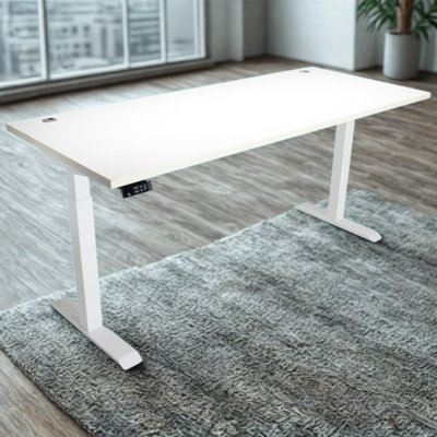 Skyscraper Electric Height Adjustable Standing Desk, Dual Motor and Digital Control with Memory, 72x30, White Top with White Frame