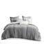 Lit double en coton gris. 100% coton. Couleur brodée sur fond gris. Revers gris avec imprimé. Barre cachée. 2 taies décoratives assorties. Lavable à la machine. Édredon double. Tissu. Rayures-125444751-125444753