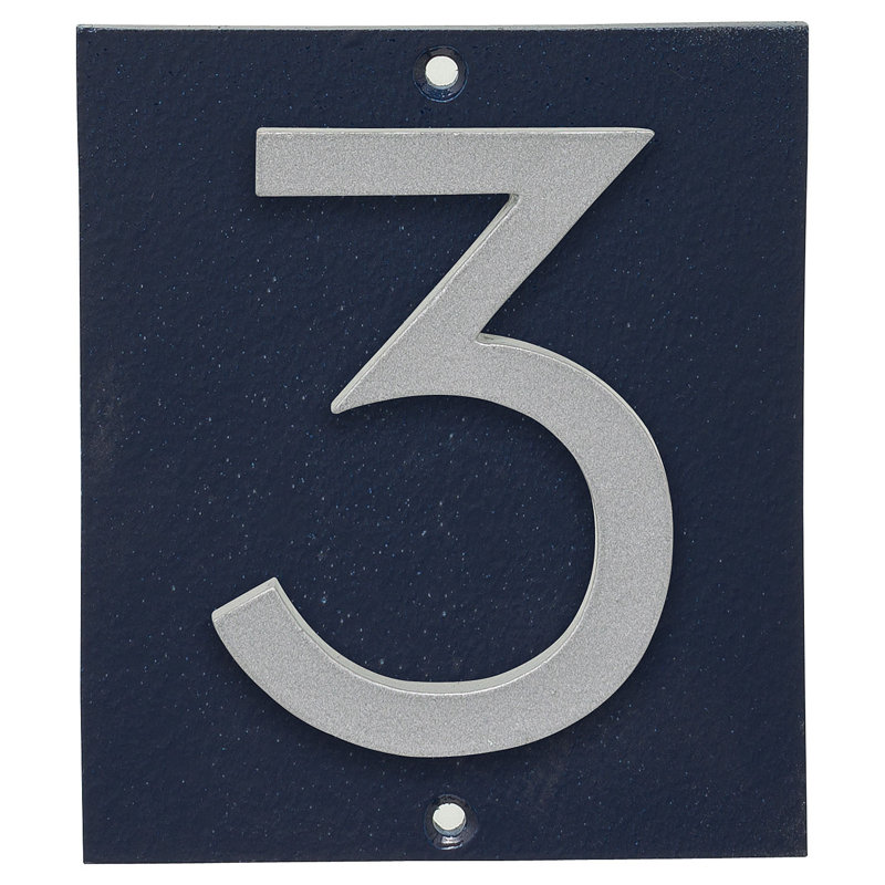 Plaque d'adresse verticale à 1 ligne flottante, Marine / Argent, Oui