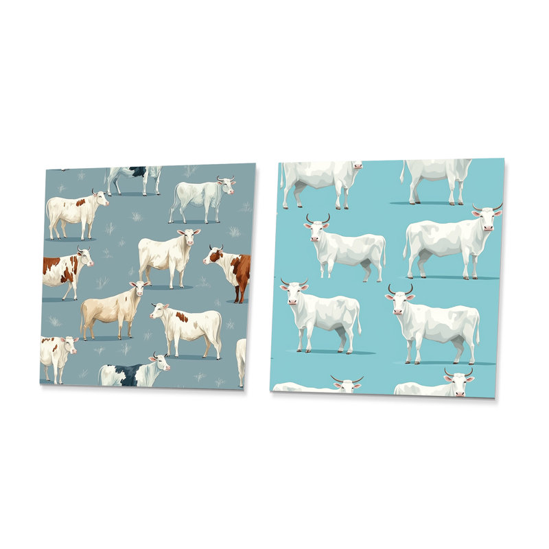 Motif de vache minimaliste blanc I - Vache, H 23 po x l 46 po