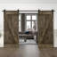 Porte de grange en bois massif lambrissé et métal-86646369-86646391
