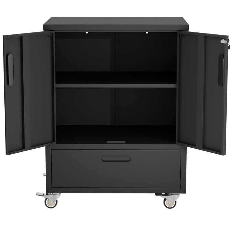 Chariot à outils avec roues, H 40 po x l 30 po x P 20 po, armoire à outils mobile avec roulettes verrouillables et tiroir, organisateur de rangement en acier robuste pour garage, atelier, bureau - Assemblage facile en 30 minutes