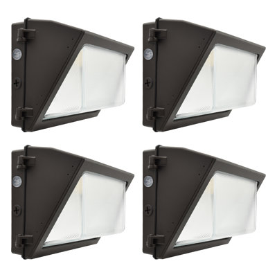 LUXRITE LED Wall Pack Light, 30/45/60W, 3CCT, 4680/6885/9000LM, Dusk to Dawn Photocell, IP65 Waterproof, Dimmable, UL Listed & DLC Premium 4 Pack