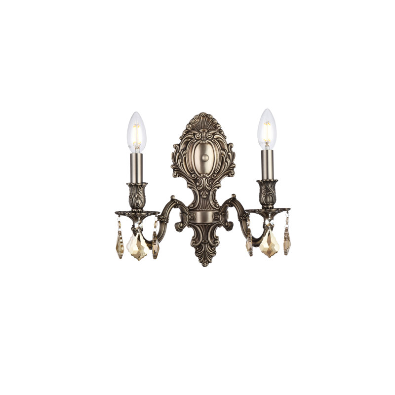Aadyn Wall Sconce, Pewter / Golden Teak (Smoky) / Royal Cut, Pewter