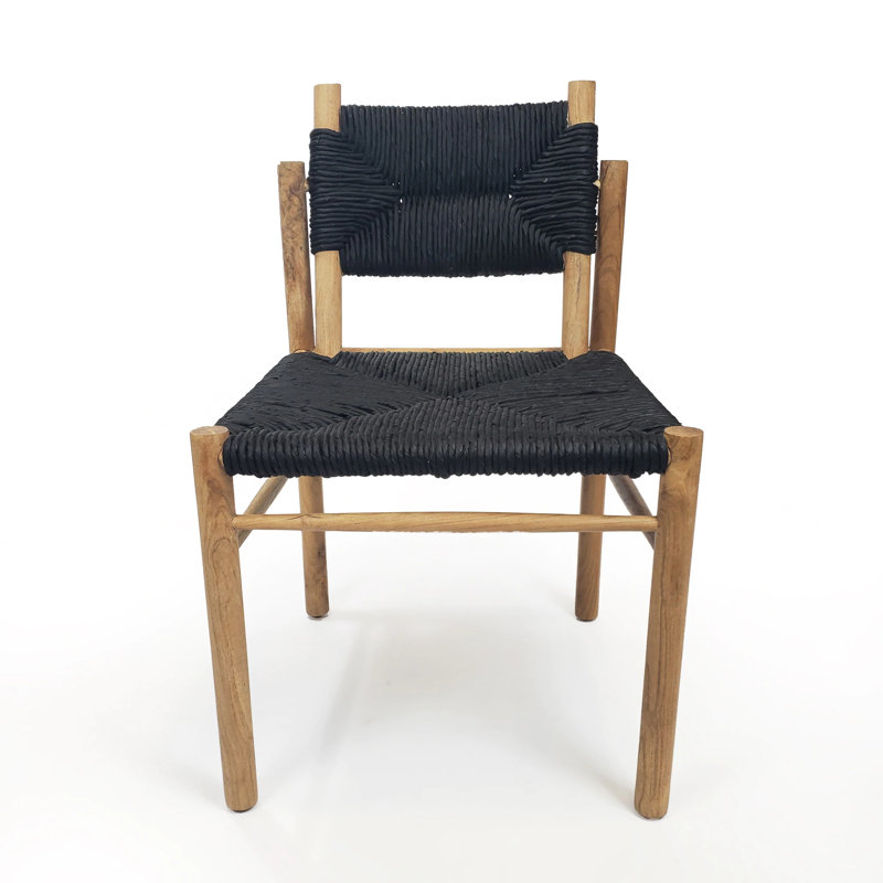 Chaise d'appoint en teck de style nazaréen, Noir, Noir
