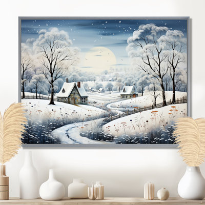 «Countryside Snowy Minimalisme Winter V», impression sur toile encadrée