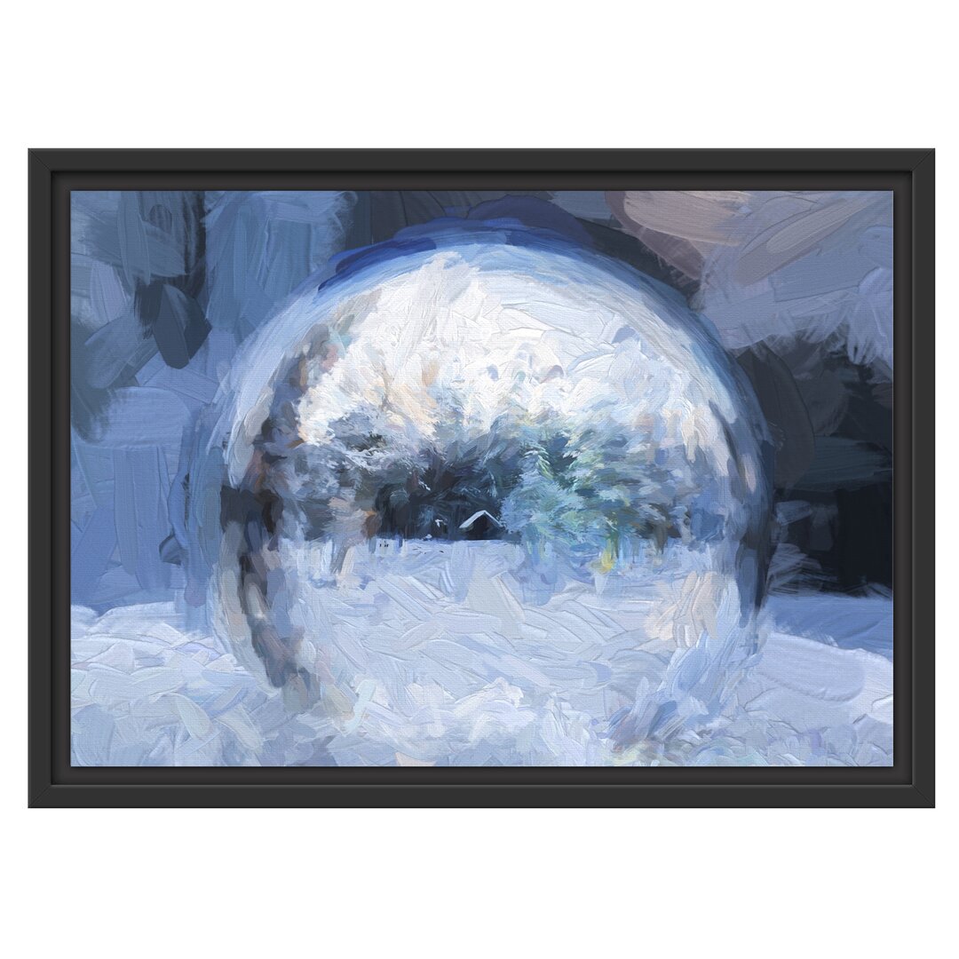 Gerahmtes Wandbild Eiskugel Winterlandschaft