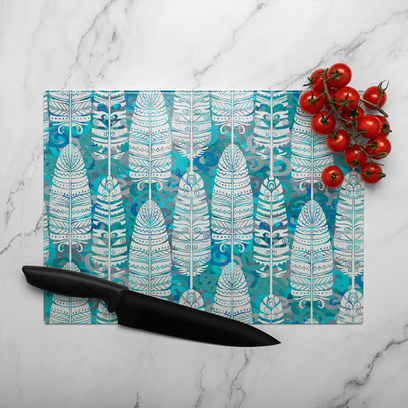 Tribal Art Animal Glass Chopping Board