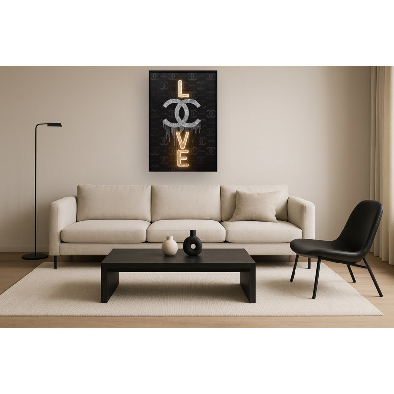 Art mural sur toile néon Dripping Devotion - 33 po x 48 po - cadre noir