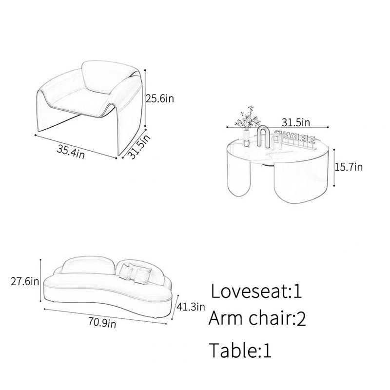 Nordic simple arc office sofa set