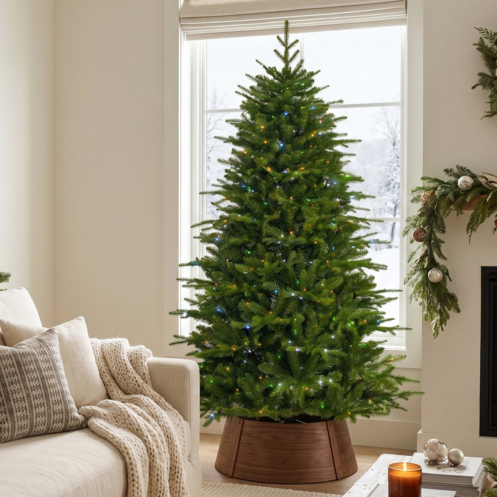 Leilonie Pre-Lit Green Full Fir Artificial Christmas Tree with Lights, 6' H