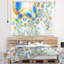 Tapisserie abstraite à motif exotique jaune-bleu-28495925