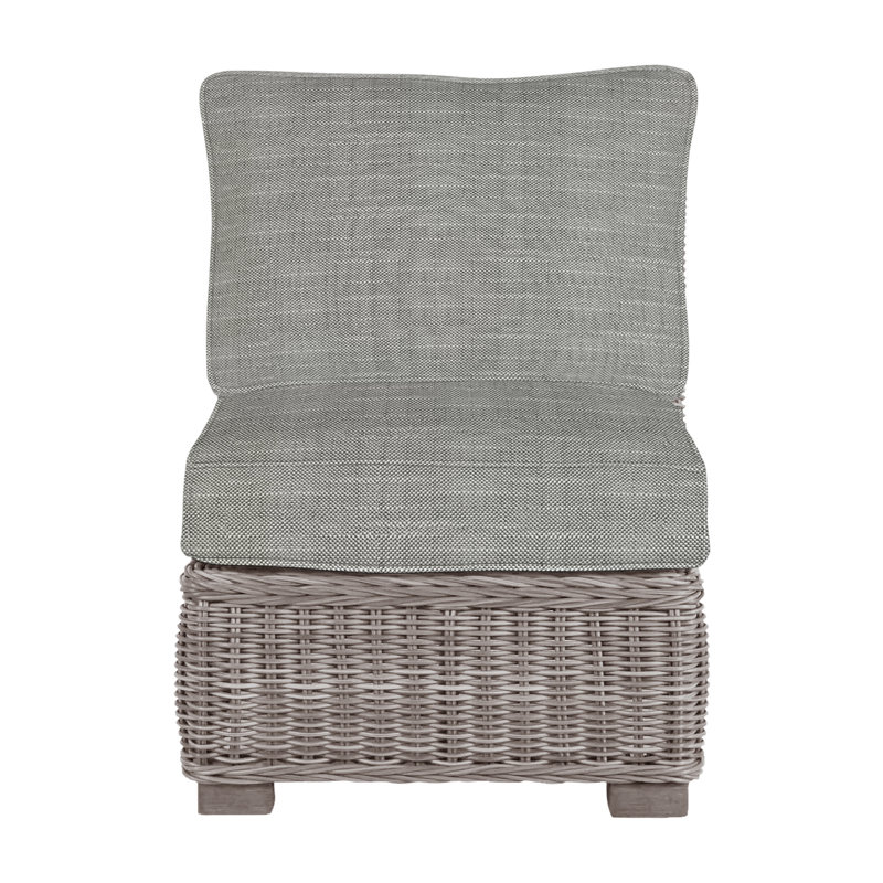 Fauteuil de chambre modulaire d'extérieur en résine tressée rustique N-Dura, InsideOut® Rollo ‑ lin argent, Pas de soudure