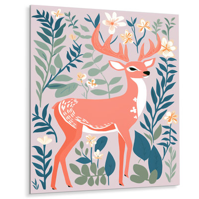 Graphique, cerf dans la forêt - art mural animal cerf