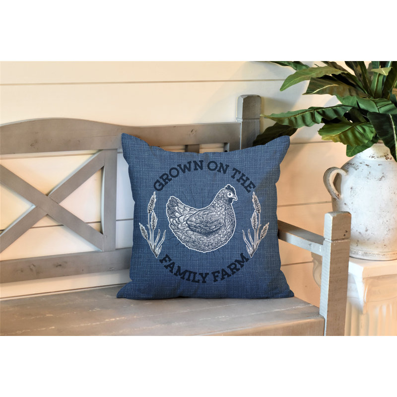 Coussin intérieur / extérieur Rusty Farm House, L 15 po x H 15 po, Bleu