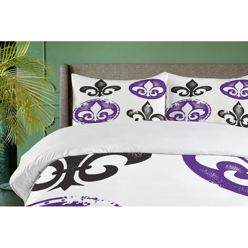 French Country Polyester Damask Duvet Cover, Twin Duvet Cover + 1 Pillow Sham