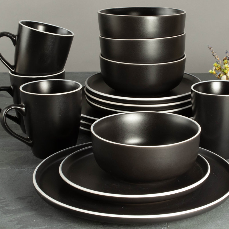 White Ceramic 16-Piece Dinnerware Set with Semi-Matte Finish