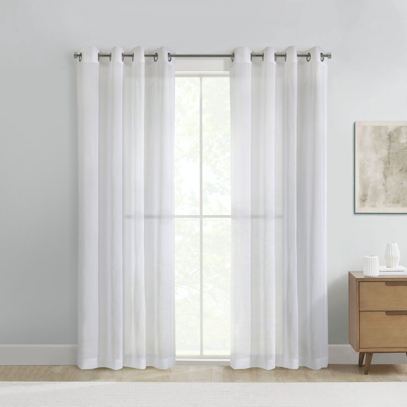 Daphne Sheer Grommet Curtain Panel 52 x 95 in White, 52" W x 95" L