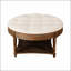 Grande table basse ronde avec repose-pieds imperméable avec rangement à 2 niveaux et capitonnage surdimensionné pour une vie moderne