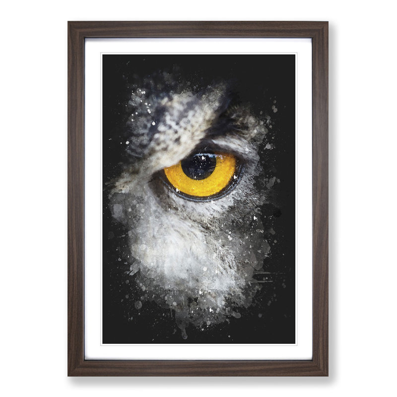 Eye of an Owl - Picture Frame Painting Print, Walnut Framed, 33cm H x 24cm W x 2cm D