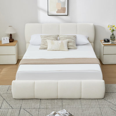 Lit plateforme tapissier avec rangement surbaissé Gaillarde