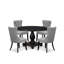L'ensemble de table de salle à manger 5 pièces comprend une table ronde de 48 po avec piédestal et 4 chaises Parson en polyester gris clair, noir sablé-2126418873-2126418879