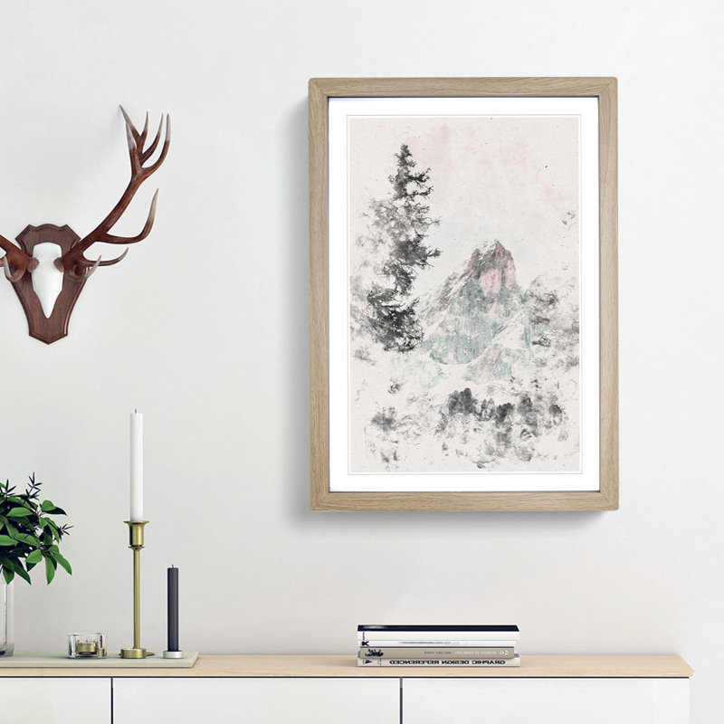 Mountain Peak - Picture Frame Painting Print, 33cm H x 24cm W x 2cm D, Oak Framed