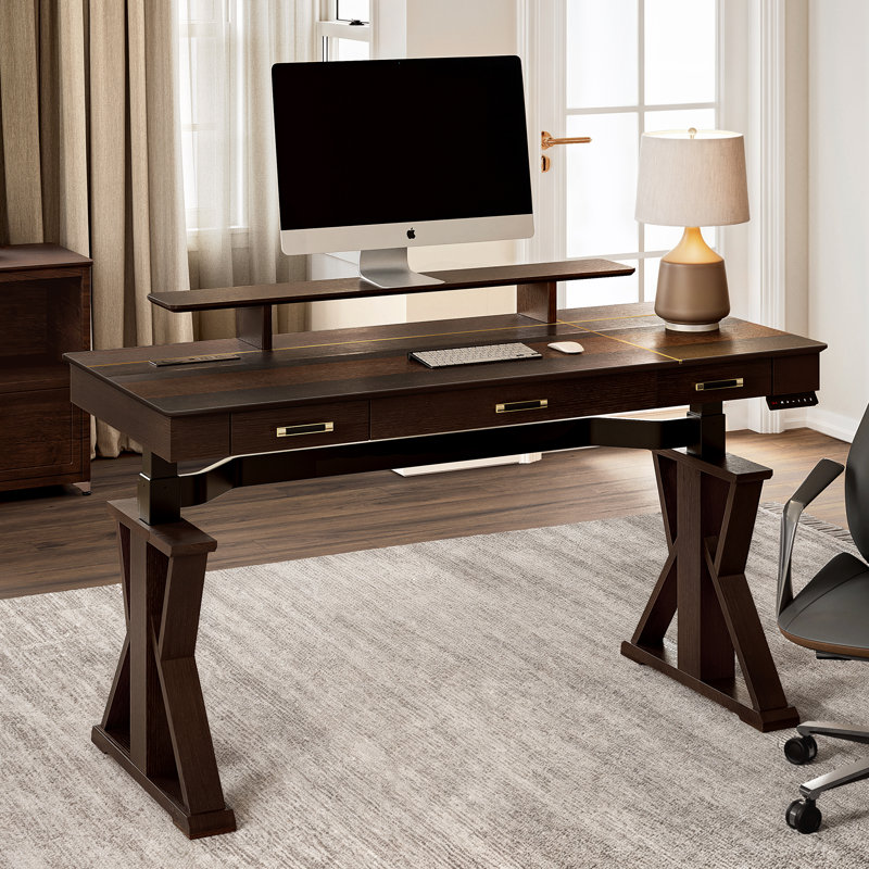 63'' W Height Adjustable Rectangle Executive Desk