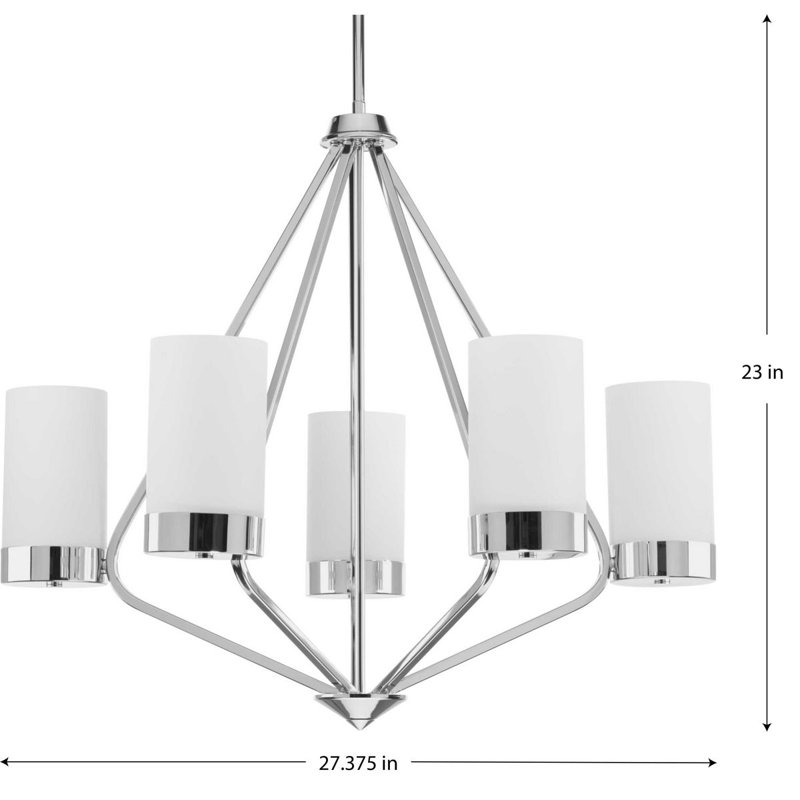 Lustre géométrique unique à 5 lumières Jaydiel, Chrome poli
