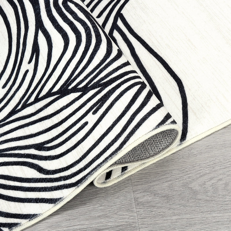 Modern Abstract Machine Washable Rug for Living Room Non-Slip Low Pile Accent Rug Indoor Soft Faux Wool Bedroom Rug Contemporary Rugs for Dining Room Nursery Home Office Playroom
