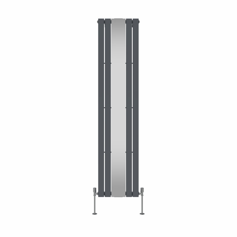 Flat Single Panel Vertical Designer Mirror Radiator, 1800cm H x 417cm W x 50cm D, Anthracite