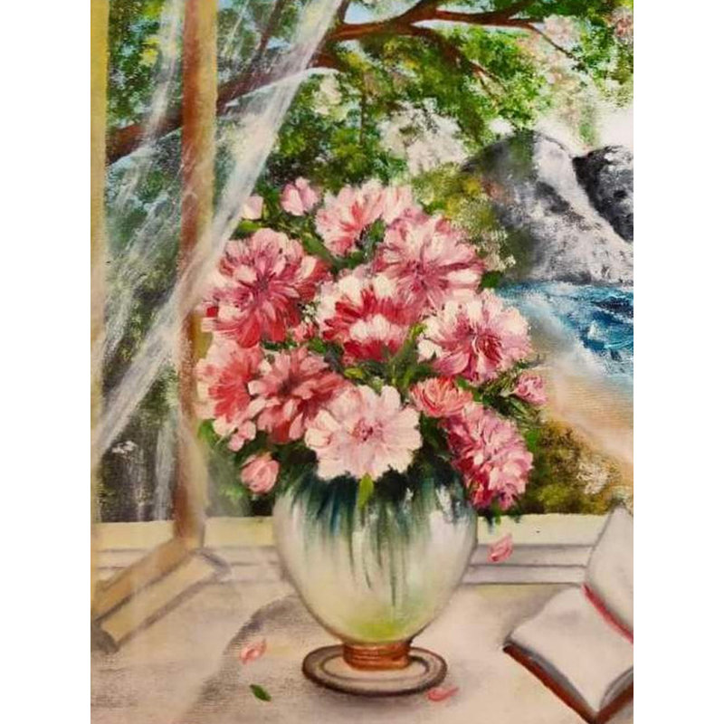 Vue à l'extérieur de la fenêtre | Huile sur toile | Par Anshika Agrawal