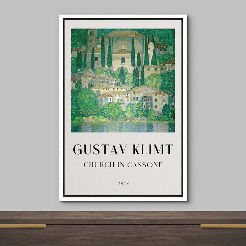 «Church In Cassone», reproduction d'art encadrée sur toile par Gustav Klimt, H 36 po x l 24 po x P 1,5 po, Blanc