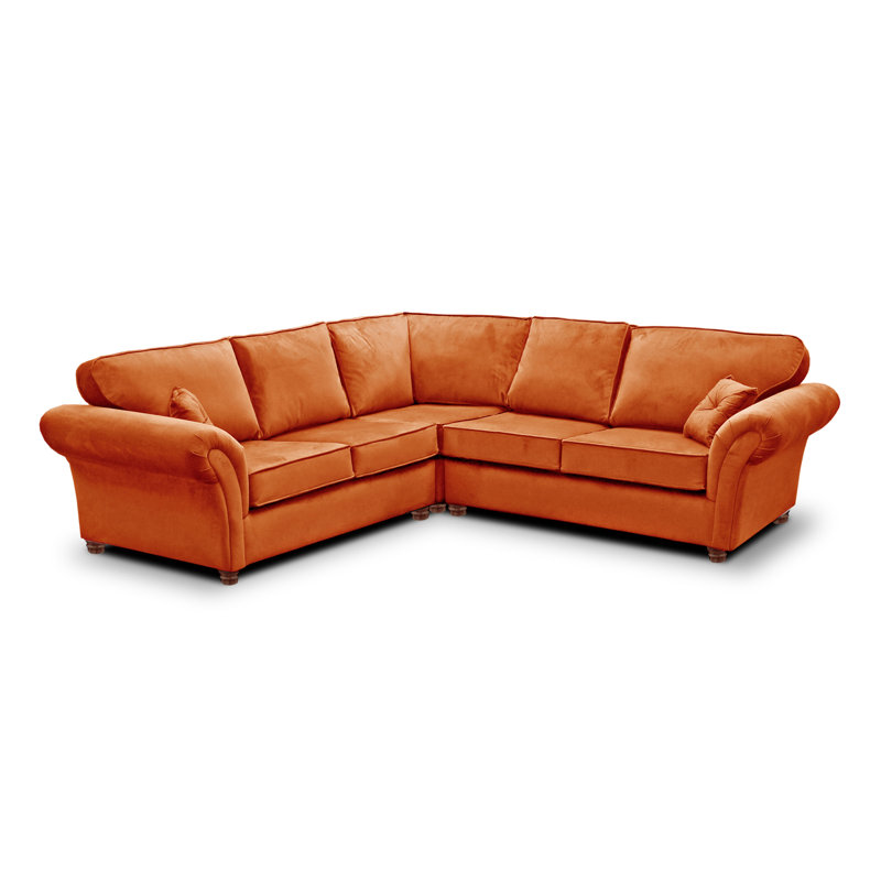 Lila 5 Seater Velvet Corner Sofa , Burnt Orange