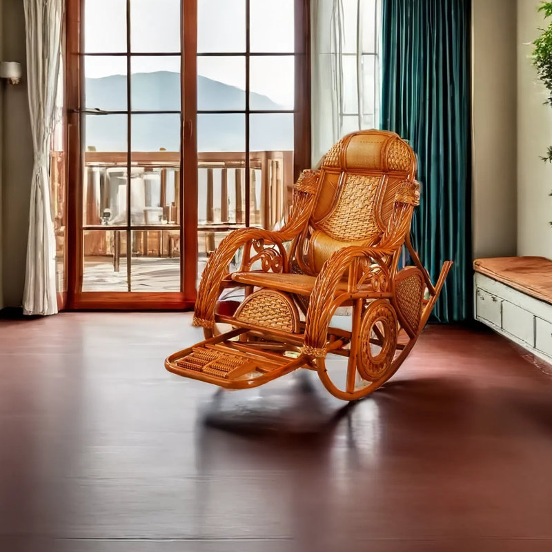 Chaise berçante en rotin, Brun