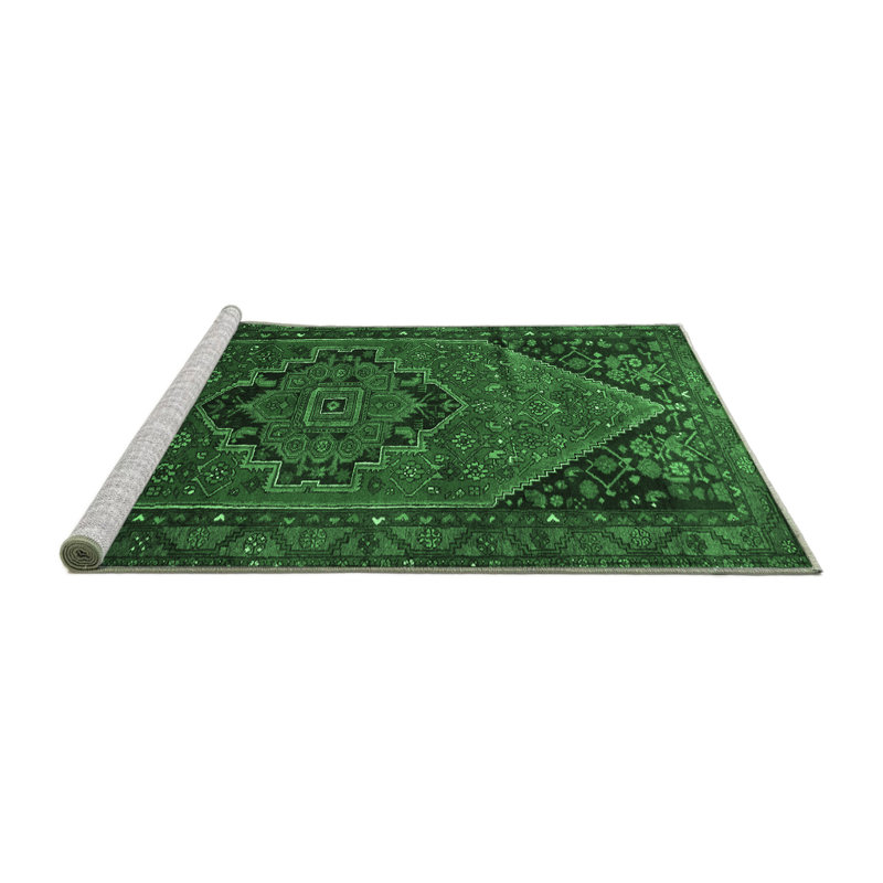 Tapis traditionnels lavables à la machine vert émeraude Traditional, Carré 5 pi