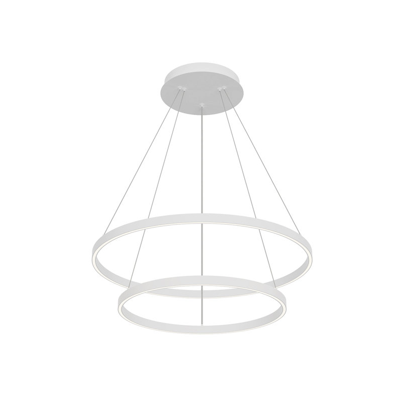 Cerchio Dimmable LED Wagon Wheel Chandelier, White, 1.375" H x 31.5" W x 31.5" D