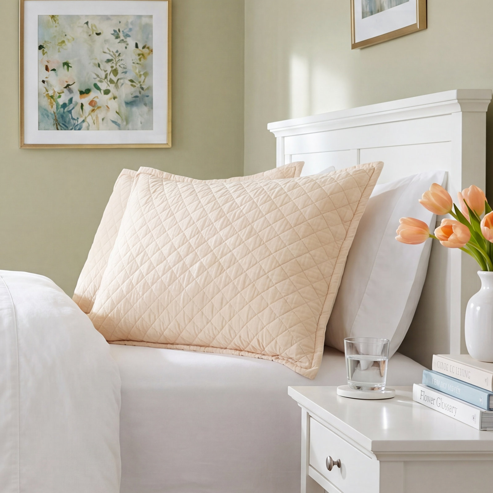 Jeffen Linen Pillow Sham, King, Ivory